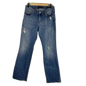 Seven 7 Womens Denim Bootcut Blue Wash Distressed Frayed‎ Jeans Size 8